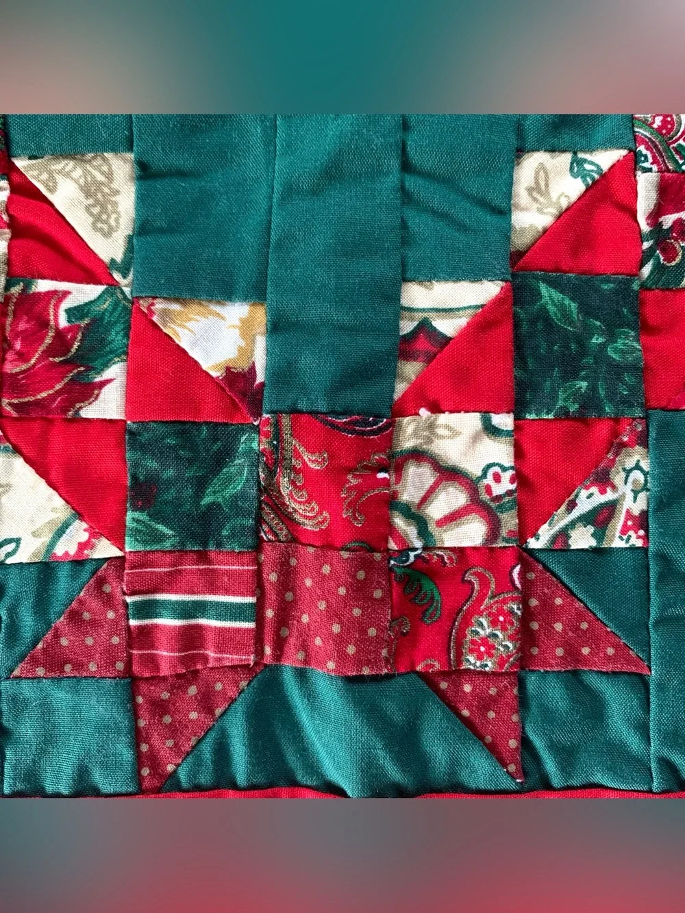 Set of 2 Vintage Quilted Christmas Placemats American Pacific Dining Cloth